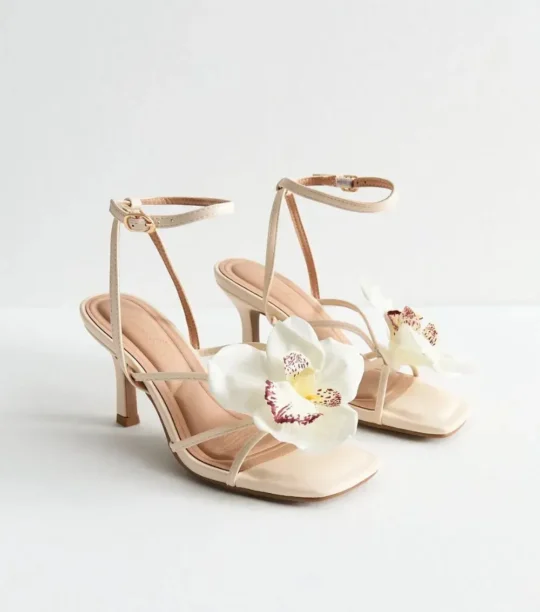 Faux Leather Orchid Applique Sandals