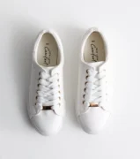 Leather-Look Metal Trim Lace Up Trainers