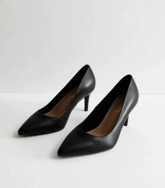 Leather-Look Stiletto Heel Court Shoes